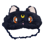 Load image into Gallery viewer, Sailor Moon Luna, Artemis, and Diana plush sleep mask - Luna black
