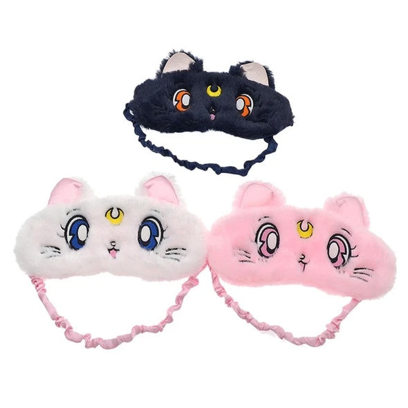 Sailor Moon Luna, Artemis, and Diana plush sleep masks