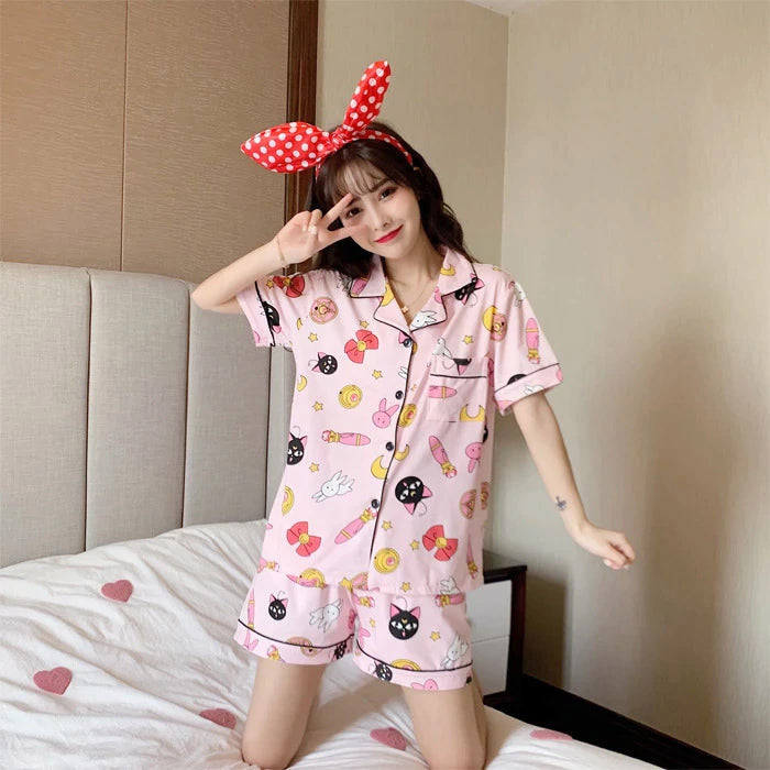 Sailor Moon Luna cotton two-piece pyjama set