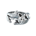 Load image into Gallery viewer, Sleeping kitten silver-plated copper adjustable ring
