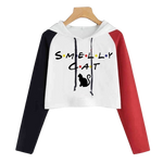 Load image into Gallery viewer, Smelly cat crop top hoodie - black and red
