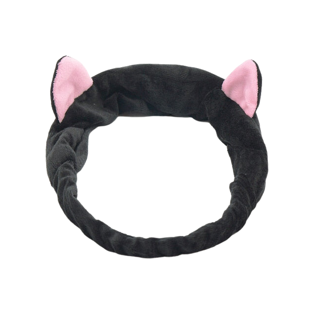 Soft fleece cat ears hairband - black