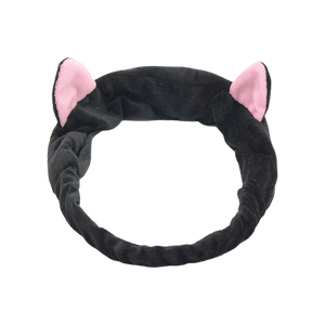 Soft fleece cat ears hairband - black