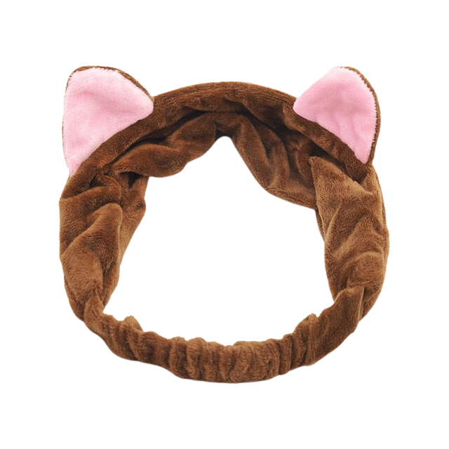 Soft fleece cat ears hairband - brown