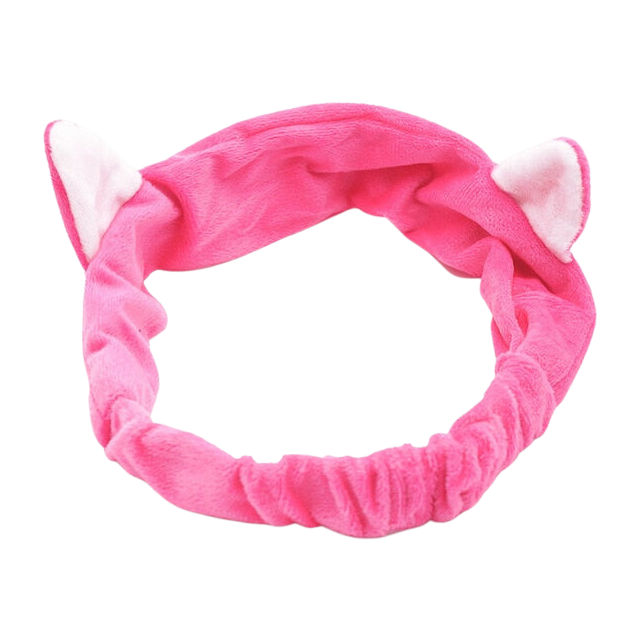 Soft fleece cat ears hairband - hot pink