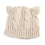 Load image into Gallery viewer, Wool-knit beanie with cat ears - white
